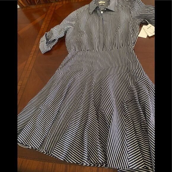 Women’s Jason Wu stripe asymmetrical tiered shirt long sleeve dress💥size 10, NWT - Picture 6 of 15
